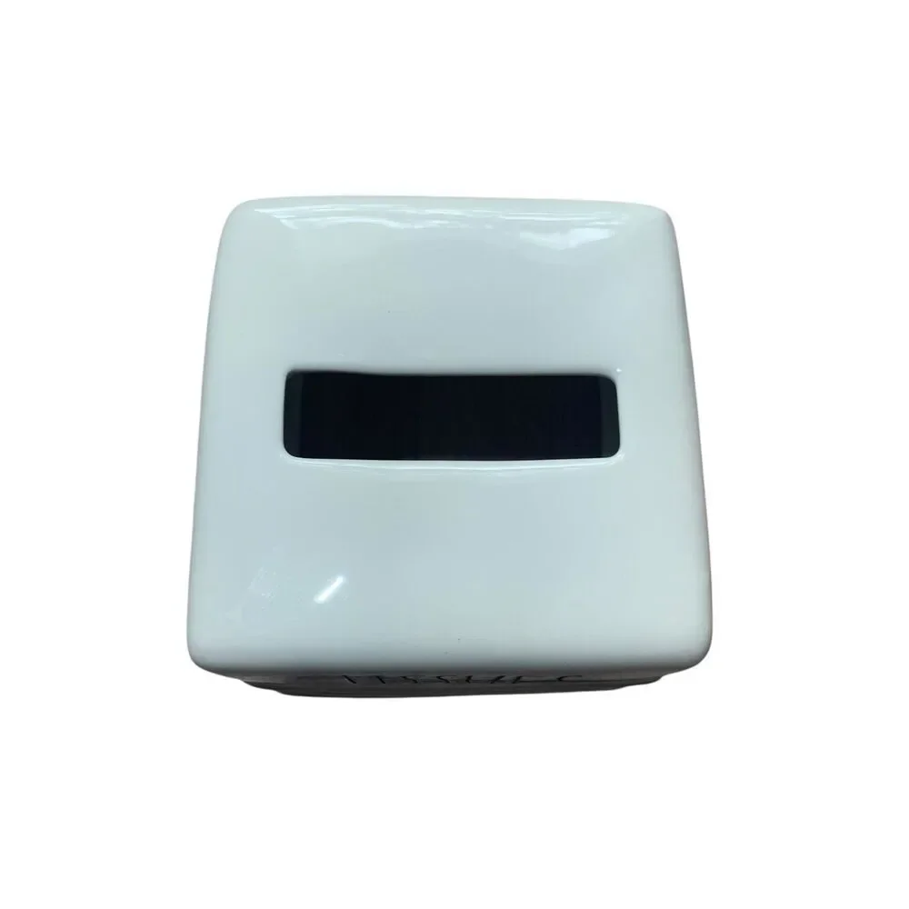 Rae Dunn Artisan Collection Heavy Ribbed Ceramic Off White Tissue Box Cover